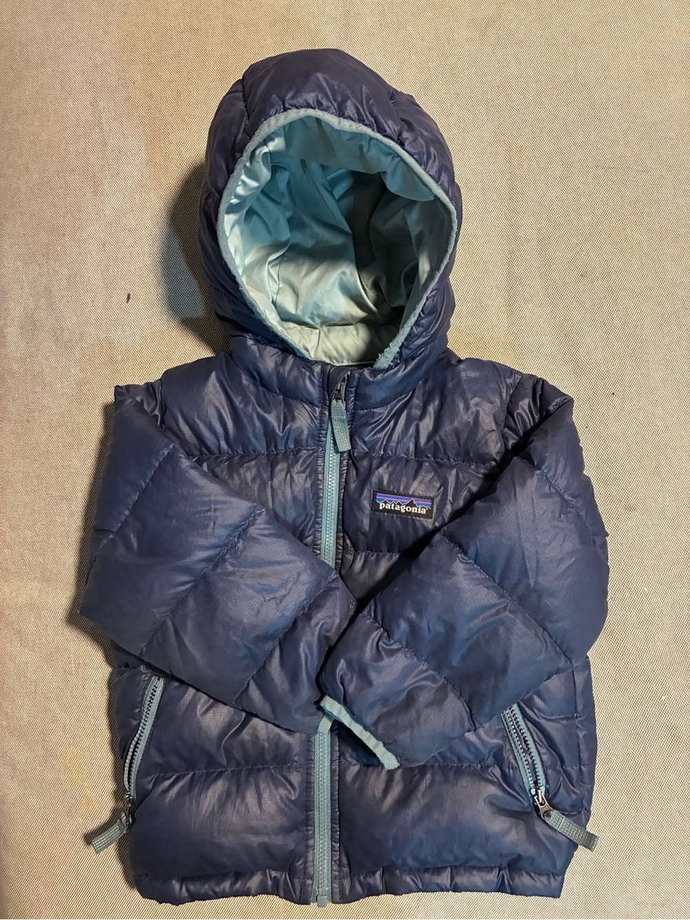 Patagonia Kids Navy and Light Blue Puffer Jacket
